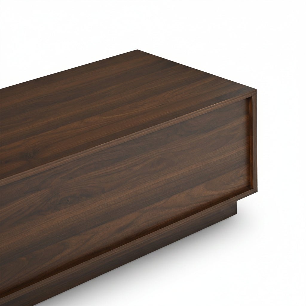 Vetra – Rectangular Coffee Table with Storage & Slat Doors – Walnut