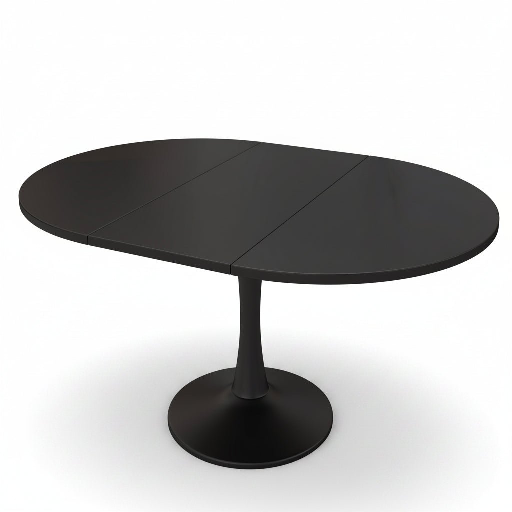 Sora – Extendable Oval Dining Table 4–6 People Black 100/140*100*75cm