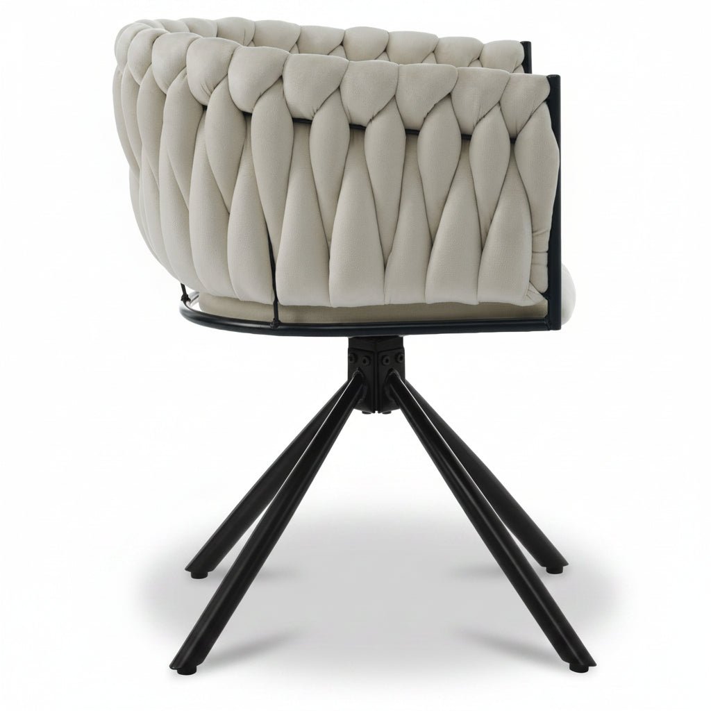 Oria – Modern Swivel Velvet Beige Chair – Set of 2