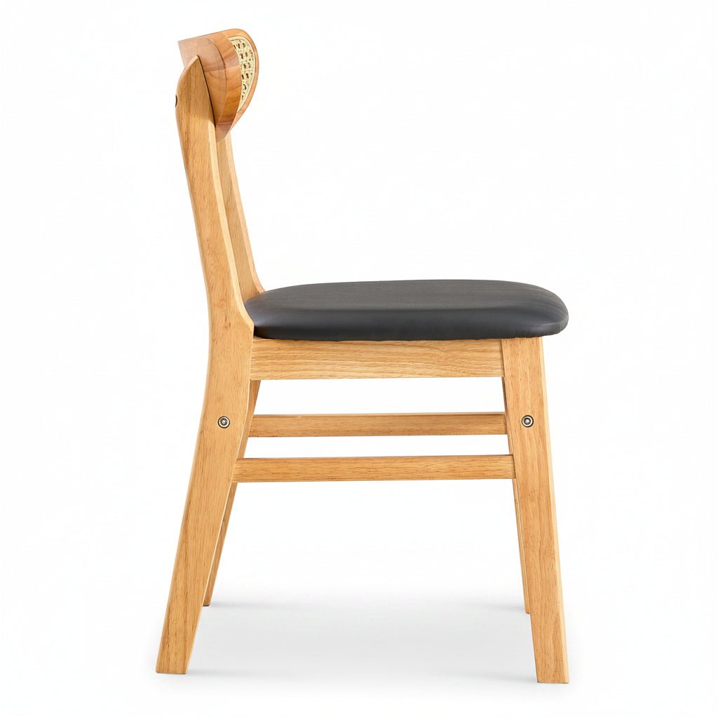 Noma – Solid Wood & Natural Cane Scandinavian Chair – Set of 2