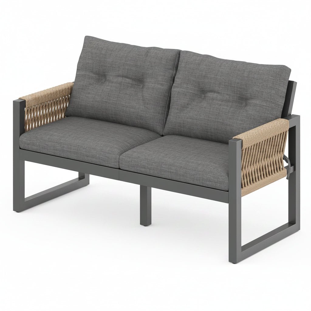 Vetra – Modular Garden Lounge Set with Dining Table & Ottomans – 6 Seater