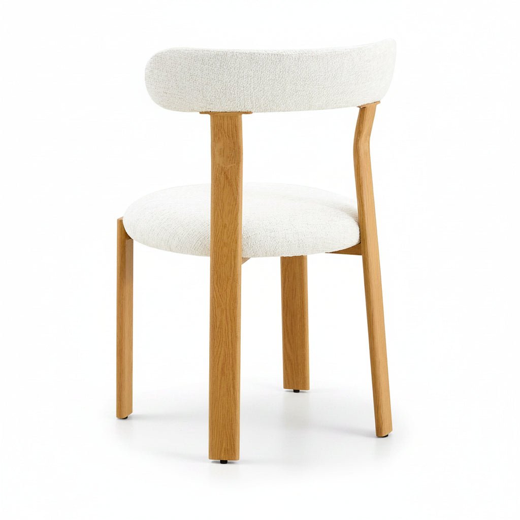 Auro - Scandinavian Solid Wood & Cream Bouclé Chair - Set of 2