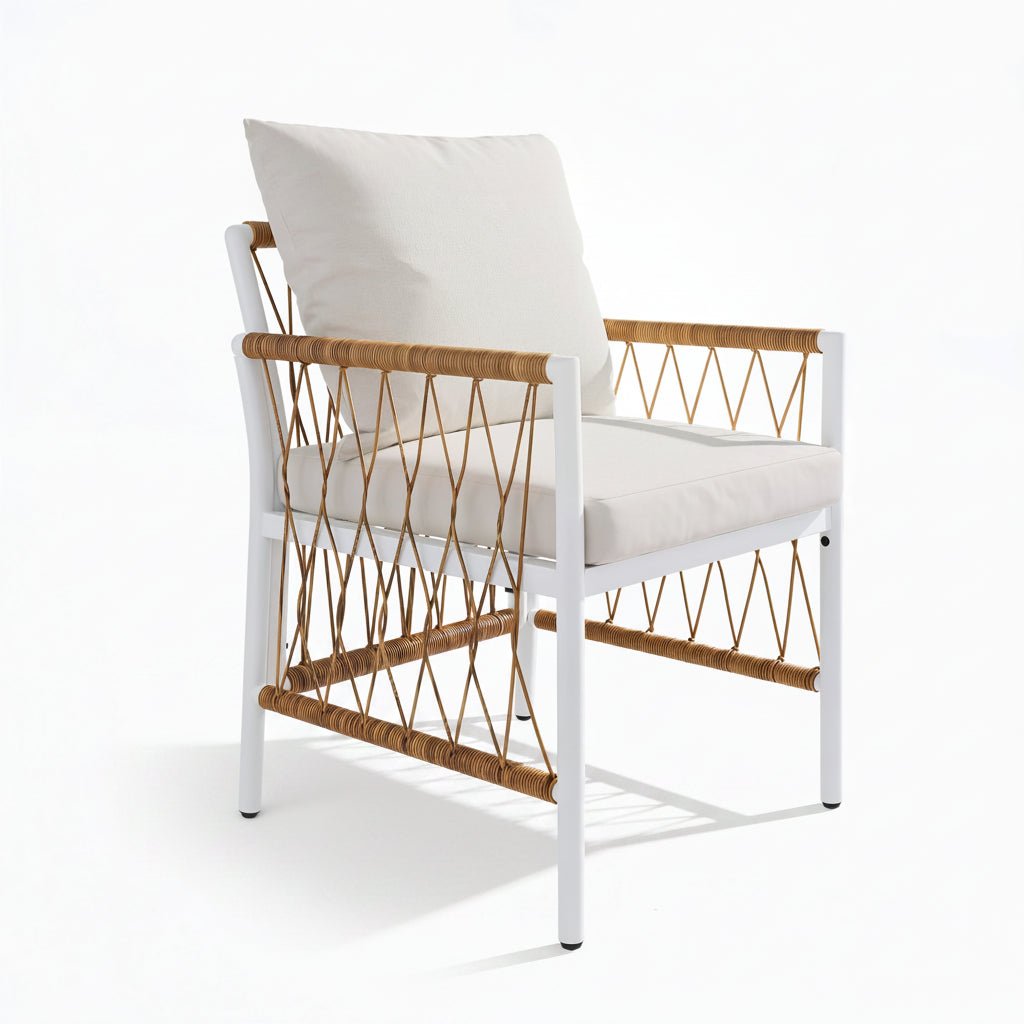 Sora – 6-Seater Garden Furniture Set with Rectangular Table & Woven Chairs