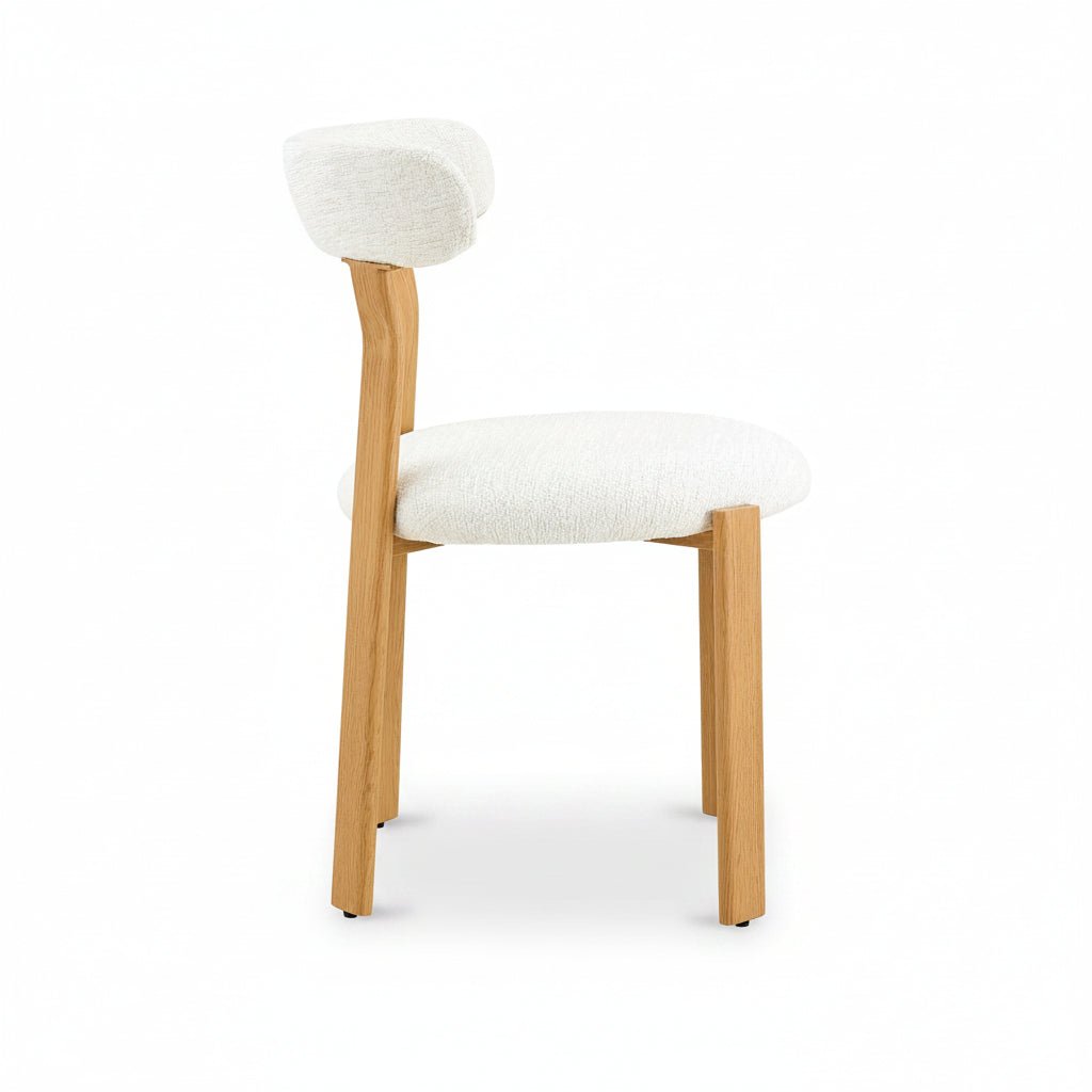 Auro - Scandinavian Solid Wood & Cream Bouclé Chair - Set of 2