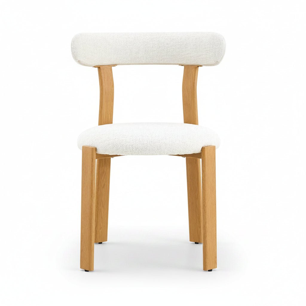 Auro - Scandinavian Solid Wood & Cream Bouclé Chair - Set of 2
