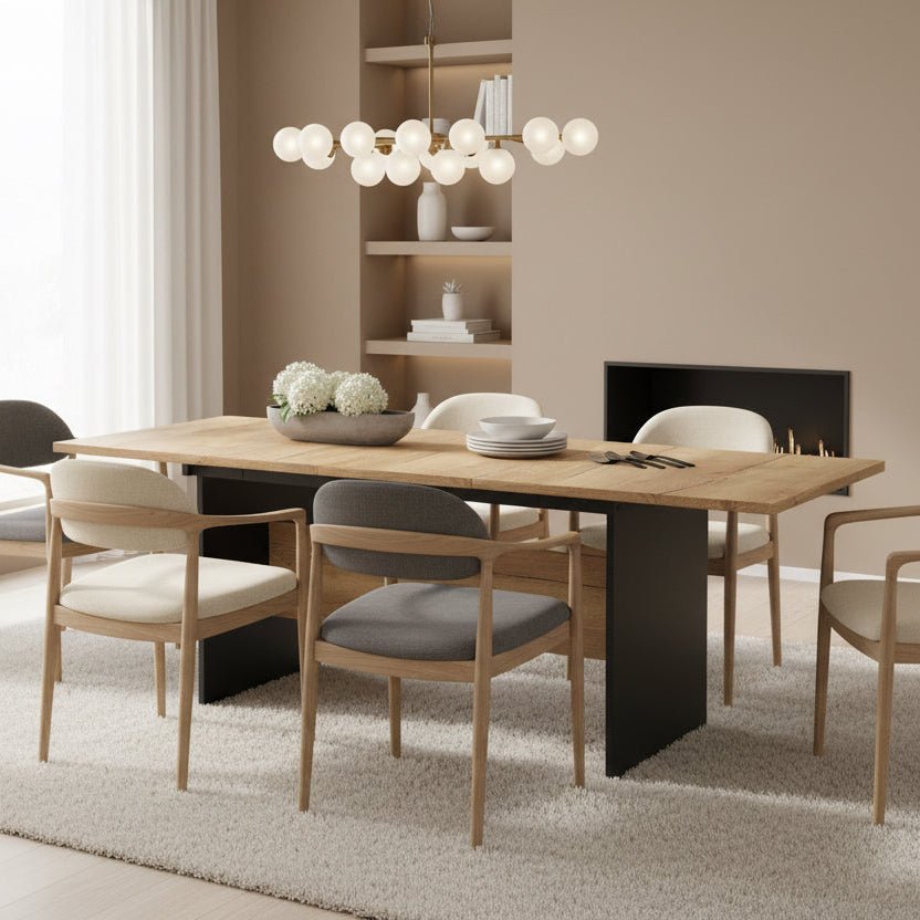 Sora – Extendable Oval Dining Table for 6-8 People in Black Walnut, 140-180*80cm