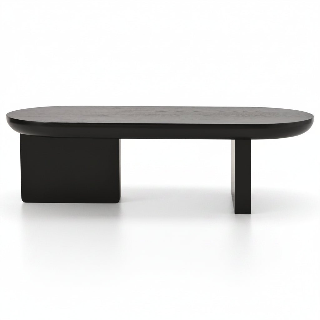 Oria – Black Oval MDF Coffee Table Minimalist Design – 120 cm