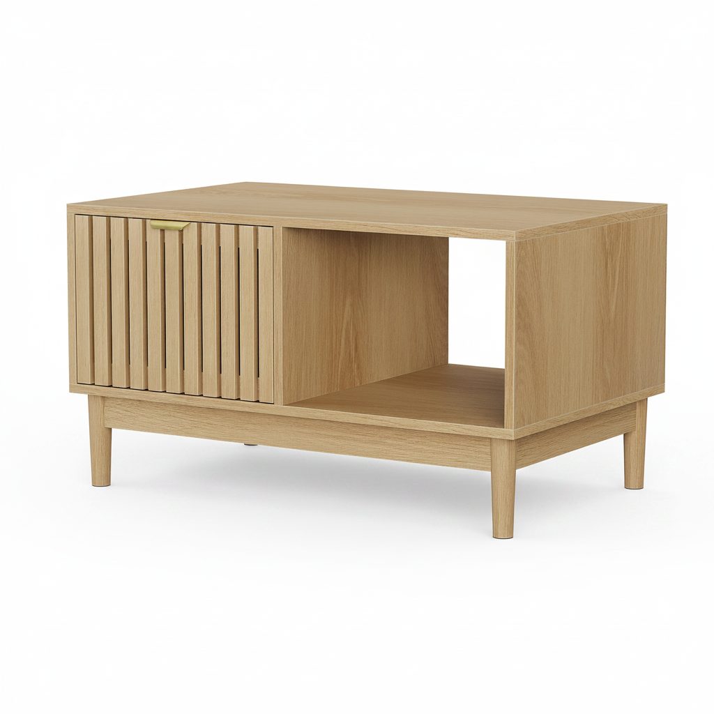 Noma – Scandinavian Coffee Table with Storage in Light Wood