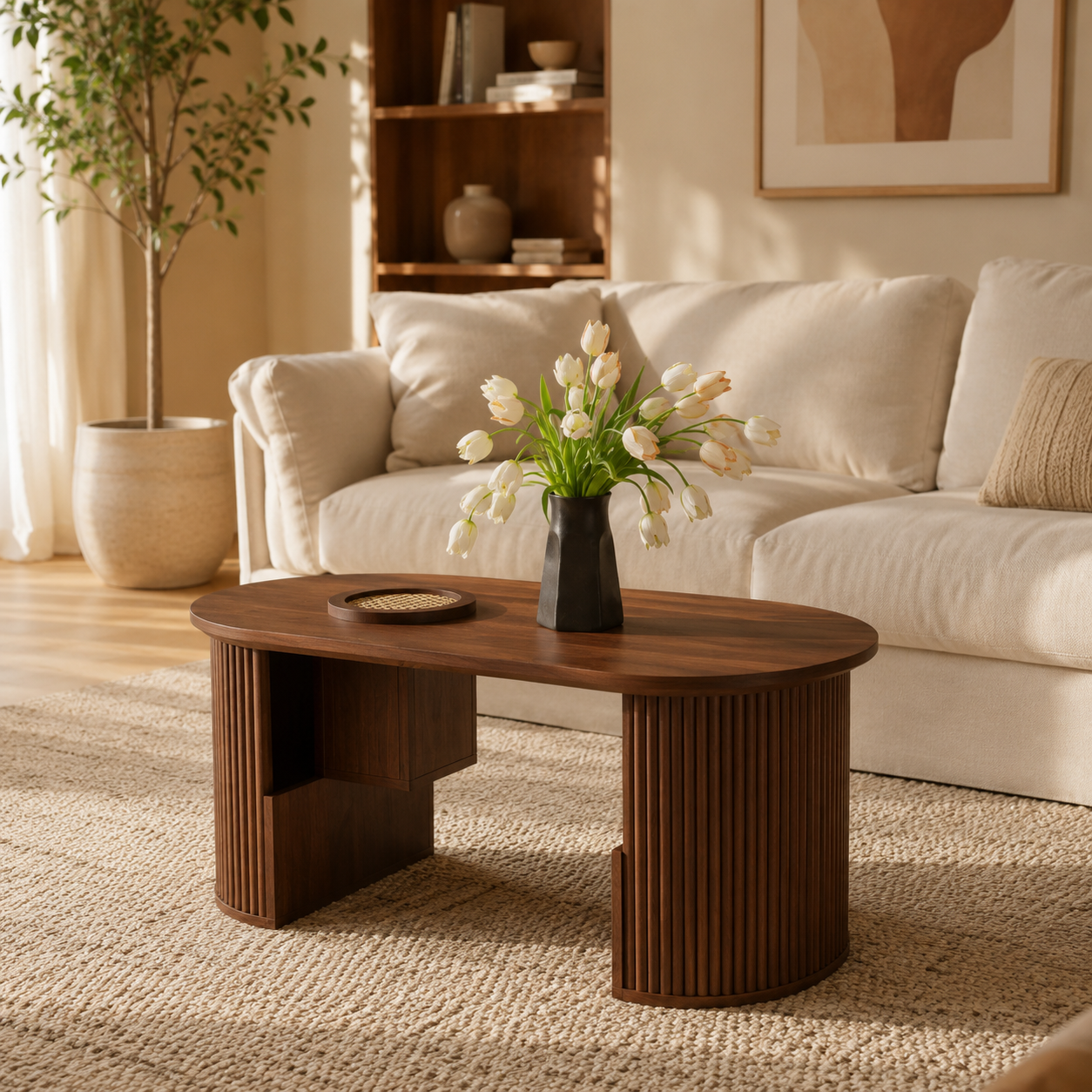 Arvo – Organic Walnut Coffee Table with Integrated Storage