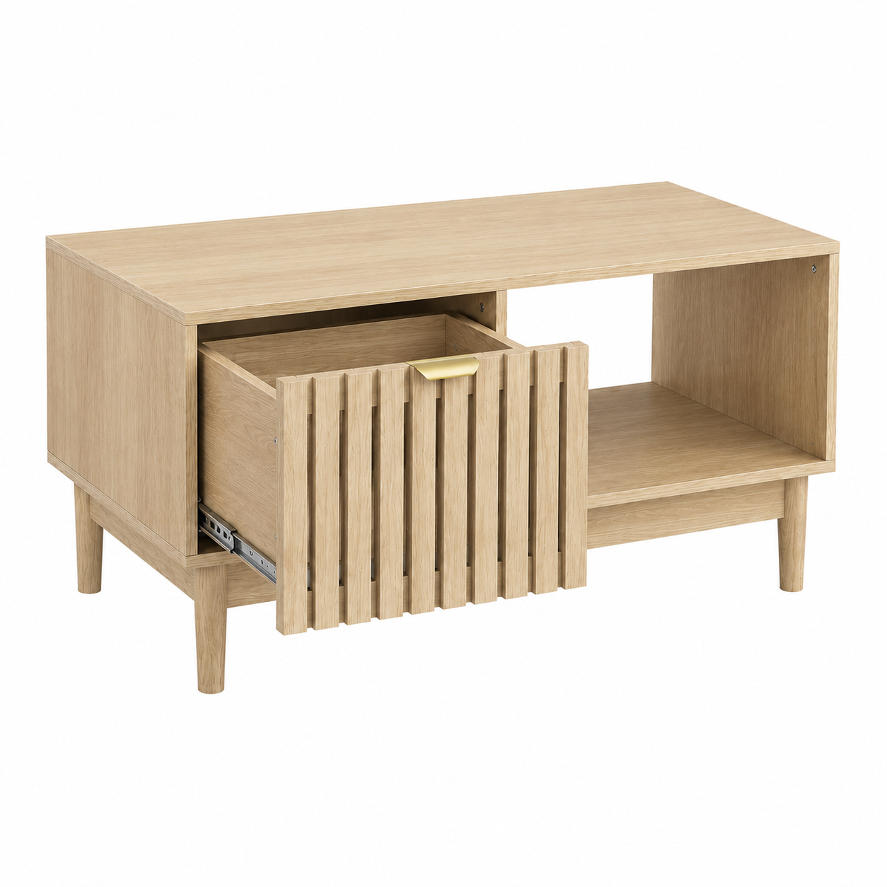 Noma – Scandinavian Coffee Table with Storage in Light Wood
