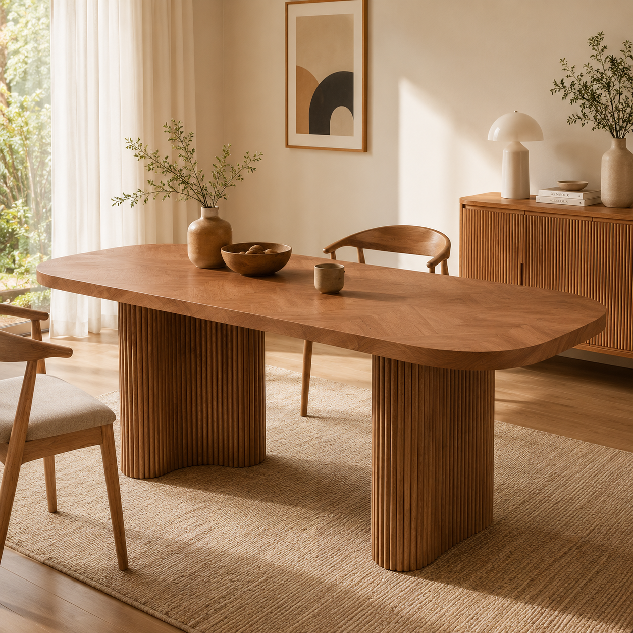 Arvo – Walnut Wooden Oval Dining Table with Sculptural Legs 180*90cm