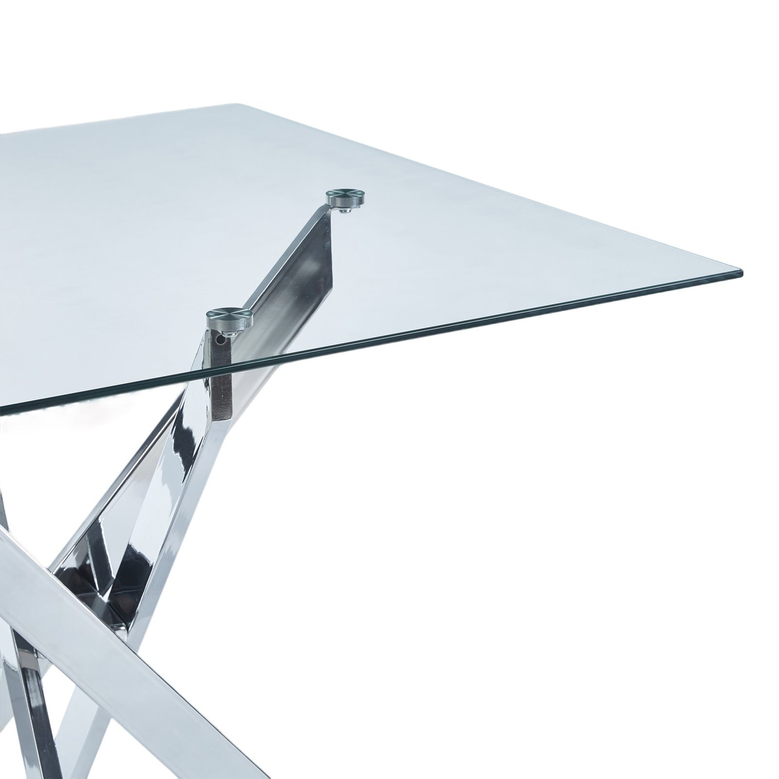 Vetra – Tempered Glass Square Dining Table & Chrome Legs 80*80*75cm