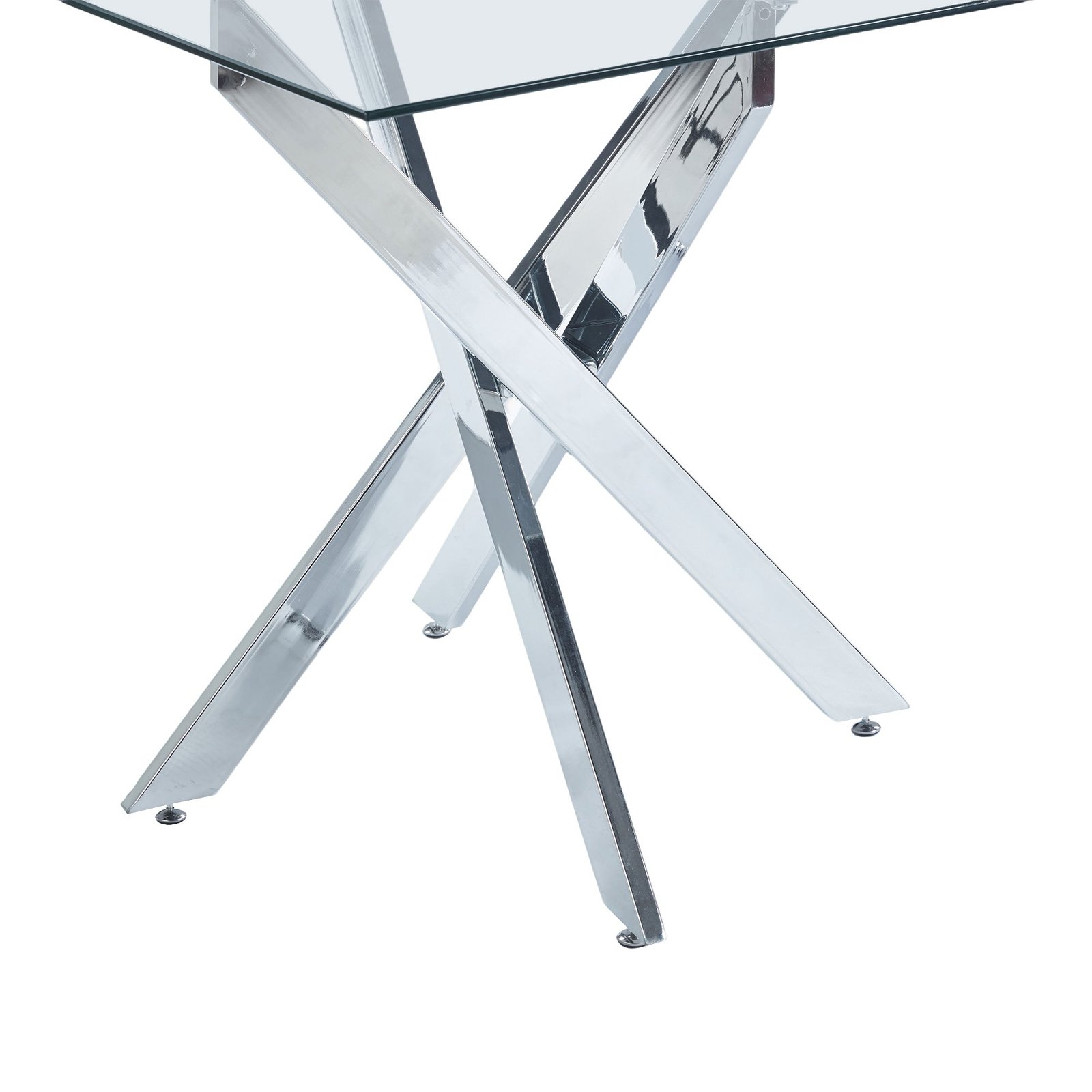 Vetra – Tempered Glass Square Dining Table & Chrome Legs 80*80*75cm