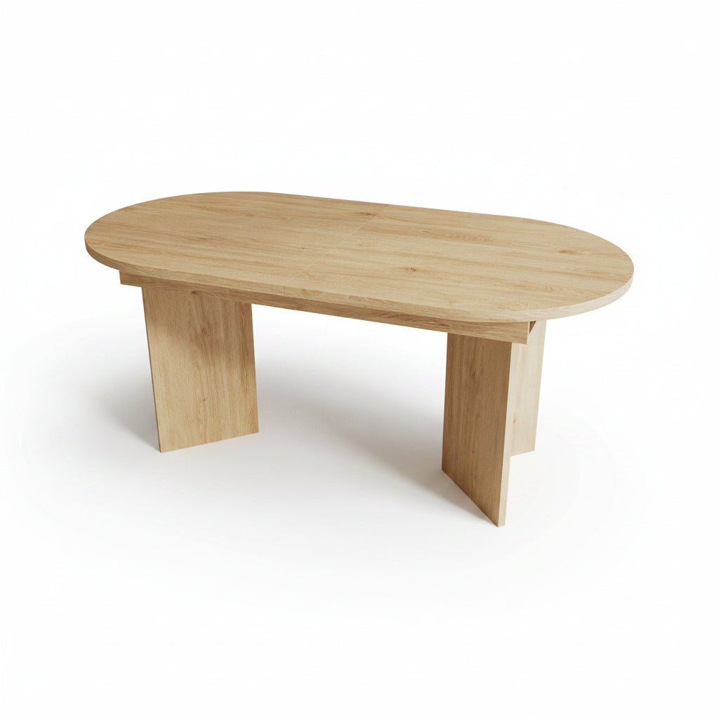 Sora – Extendable Oval Dining Table for 4–8 People in Light Oak 120-160 * 80 cm
