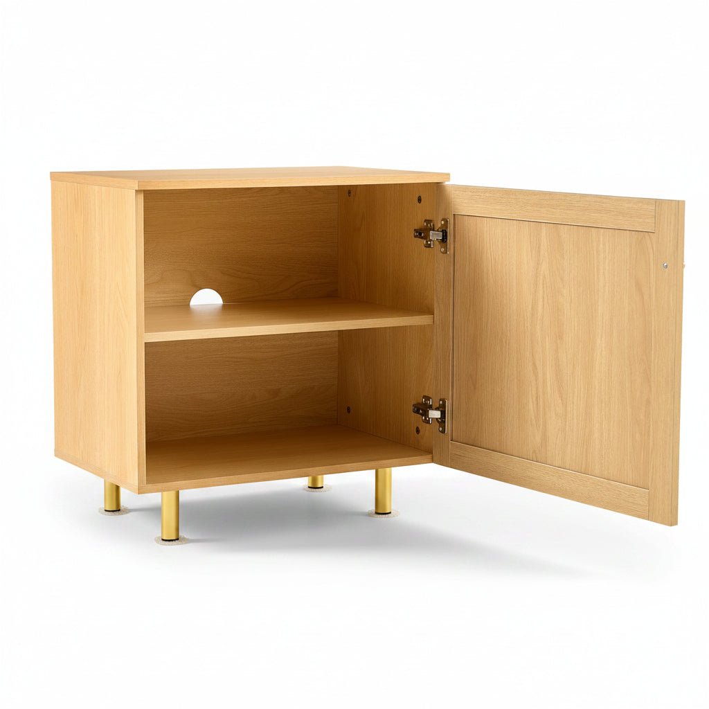 Noma - Scandinavian Storage Cabinet in Light Wood & Cane - 60 cm