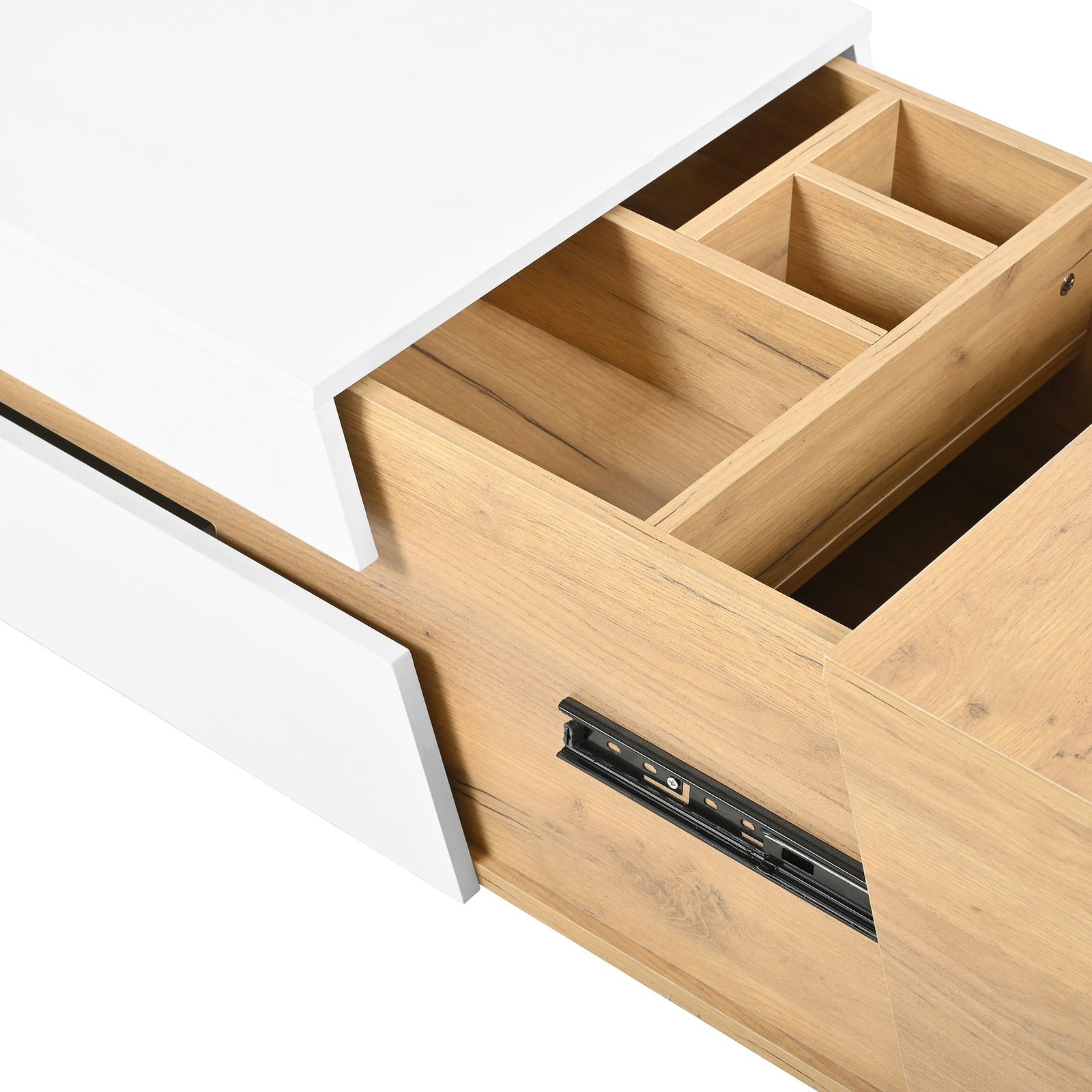 Oria – Modern Coffee Table with Hidden Storage in Light Wood & White